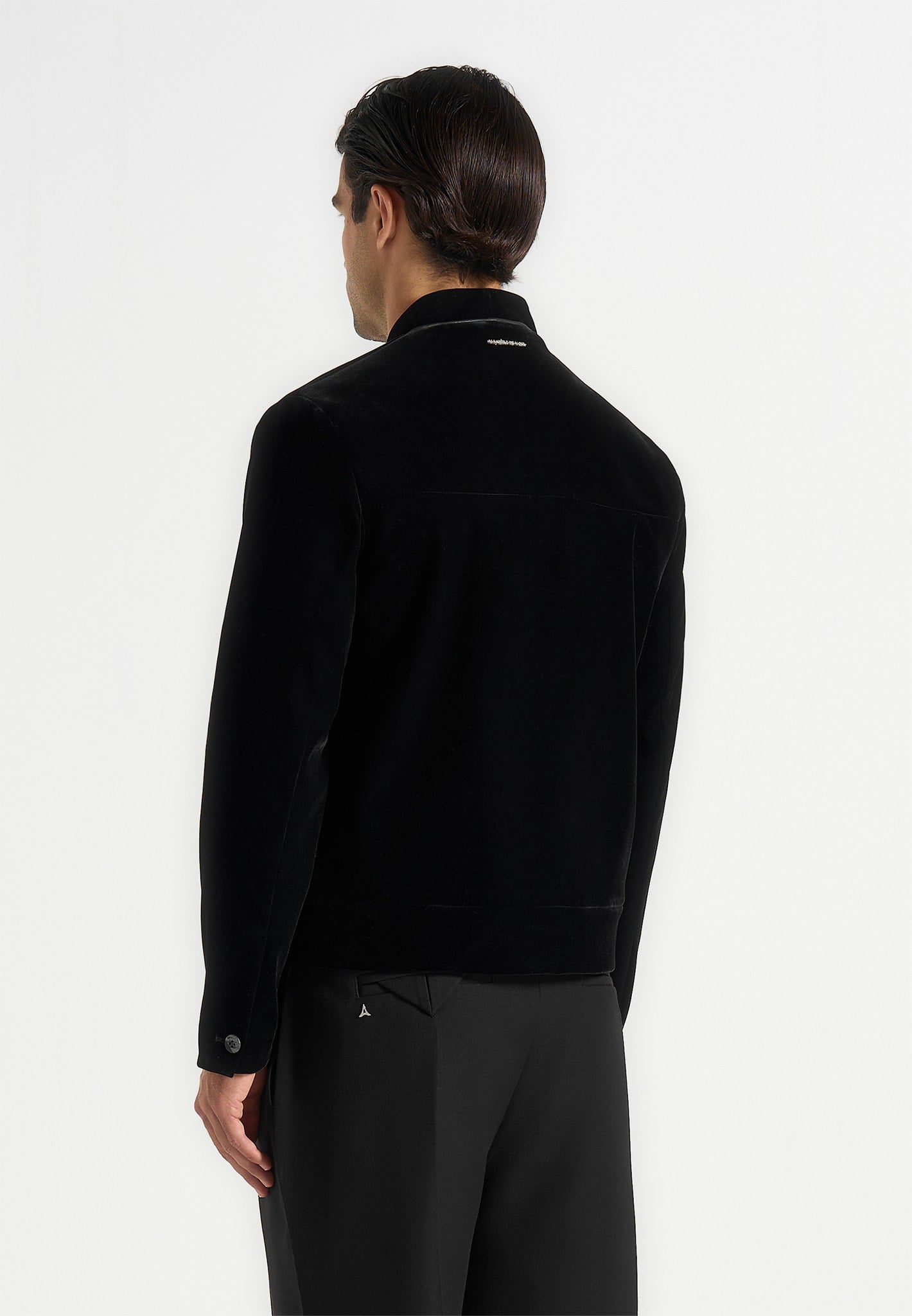 Nassim - Velvet Jacket With Contrast Piping - Black