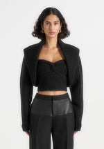 Emya - 2-in-1 Knit Shrug With Twisted Bandeau Top - Black