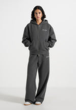 JS002 - Unisex Signature Relaxed Fit Zip Hoodie - Charcoal Grey