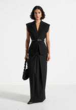 Regine - Tailored A-Line Maxi Skirt - Black