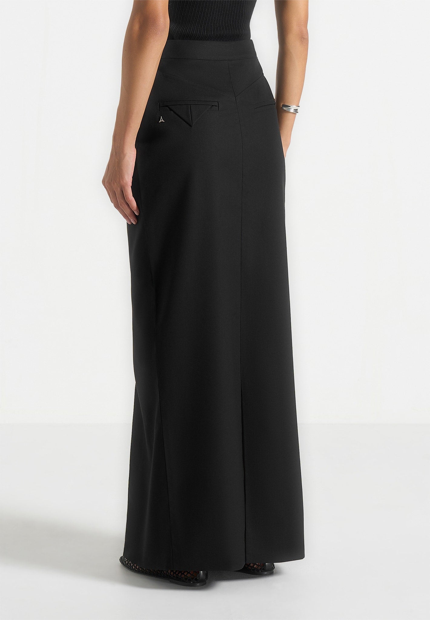 Regine - Tailored A-Line Maxi Skirt - Black