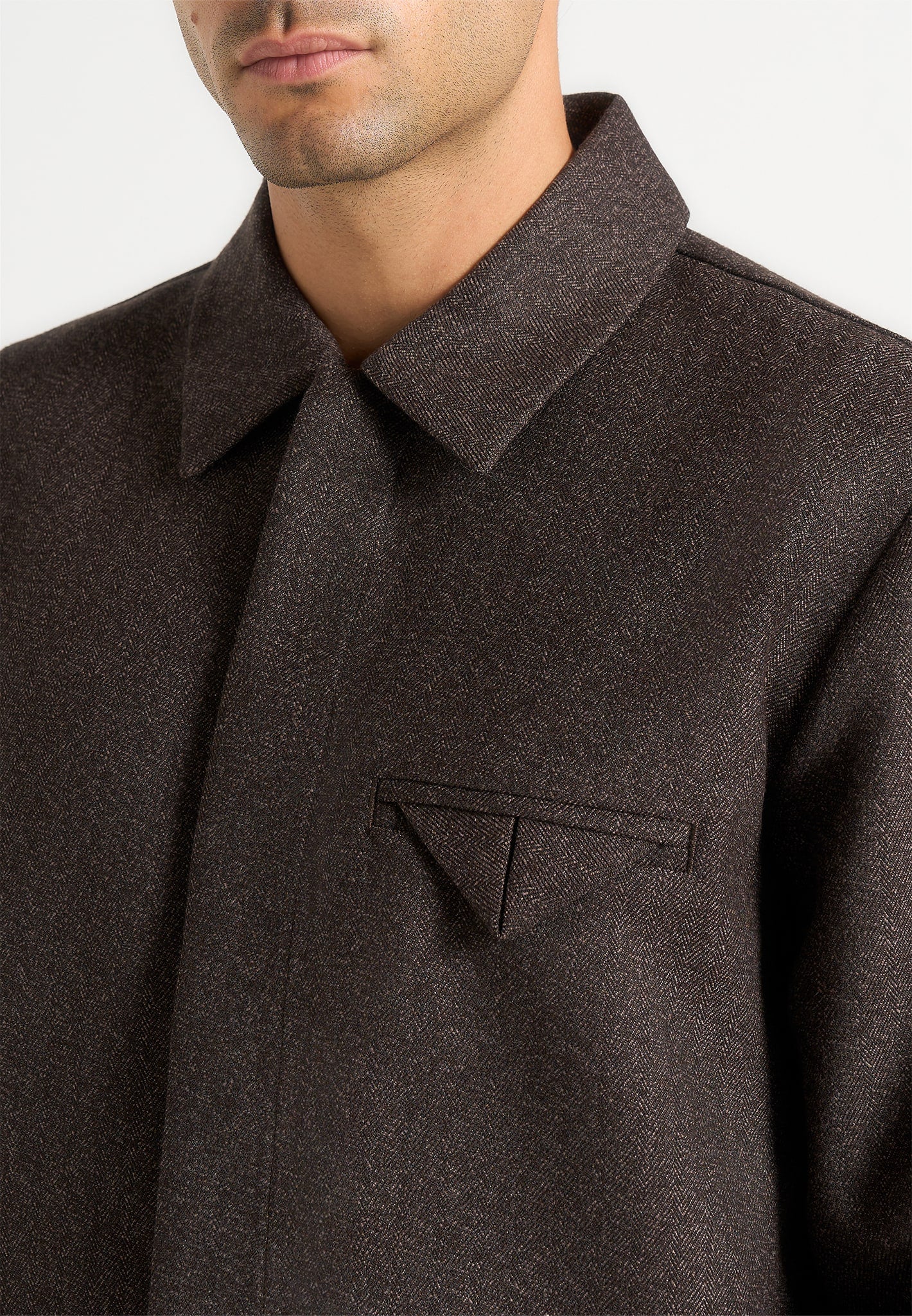 Elliot - Melange Tailored Shirt - Brown