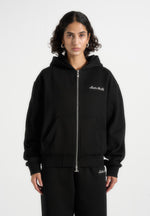 JS002 - Unisex Signature Relaxed Fit Zip Hoodie - Black