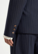 Maia - Pinstripe Double Breasted Blazer - Navy