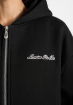 Zia - Unisex Signature Relaxed Fit Zip Hoodie - Black