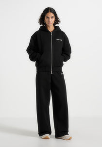 JS002 - Unisex Signature Relaxed Fit Zip Hoodie - Black