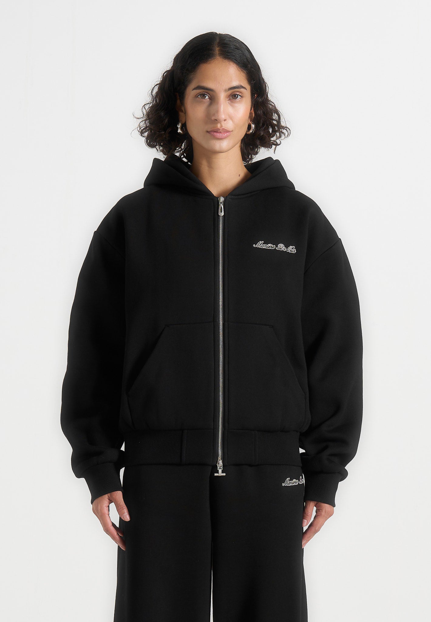 JS002 - Unisex Signature Relaxed Fit Zip Hoodie - Black