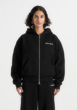 JS002 - Unisex Signature Relaxed Fit Zip Hoodie - Black