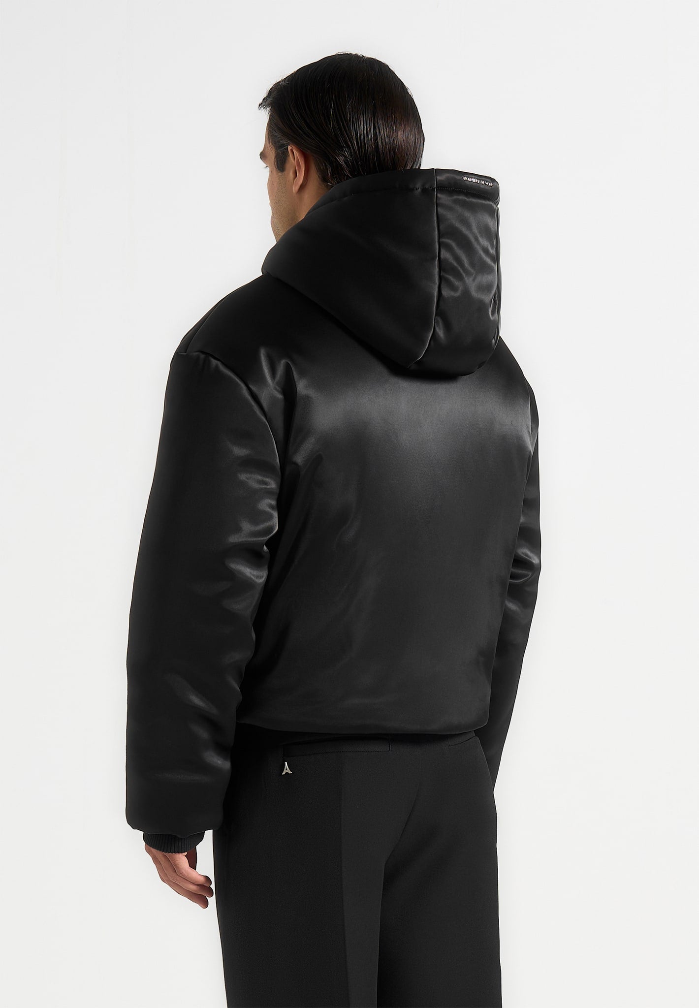 Dario - Satin Cropped Hooded Jacket - Black