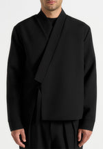 Robin - Textured Kimono Wrap Jacket - Black