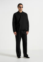 Robin - Textured Kimono Wrap Jacket - Black