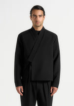 Robin - Textured Kimono Wrap Jacket - Black