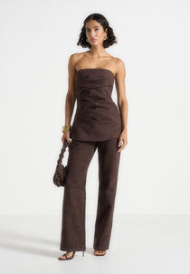 Kalie - Suede Trousers - Brown