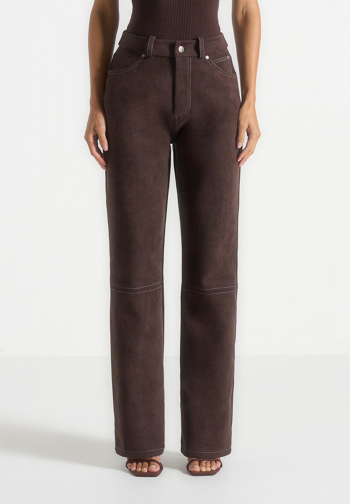 Kalie - Suede Trousers - Brown