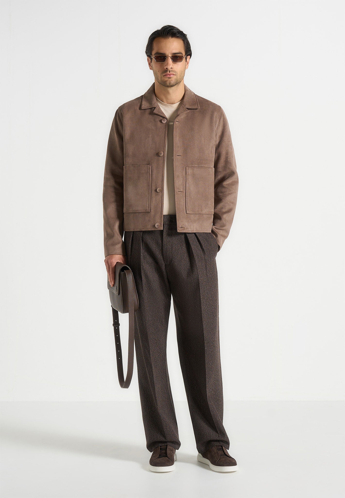 Michel - Suede Jacket With Revere Collar - Taupe 
