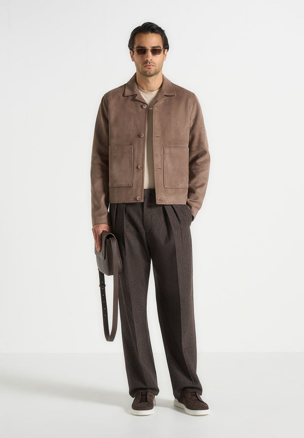 Michel - Suede Jacket With Revere Collar - Taupe