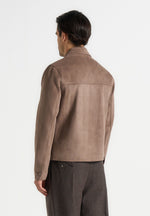Michel - Suede Jacket With Revere Collar - Taupe
