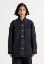 Joy - Denim Oversized Shirt - Washed Black