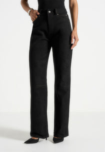 Kalie - Suede Trousers - Black