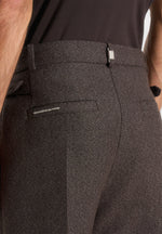 Pierre - Relaxed Fit Melange Pleated Tailored Trousers - Brown