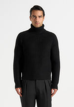 Rudy - Roll Neck Chunky Knit Jumper - Black