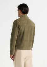 Michel - Suede Jacket With Revere Collar - Olive