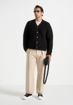 Anton - Ribbed Knit Cardigan - Black