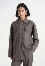Joy - Tailored Oversized Shirt - Grey Marl
