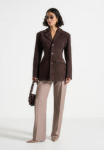 Claire - Suede Blazer - Brown