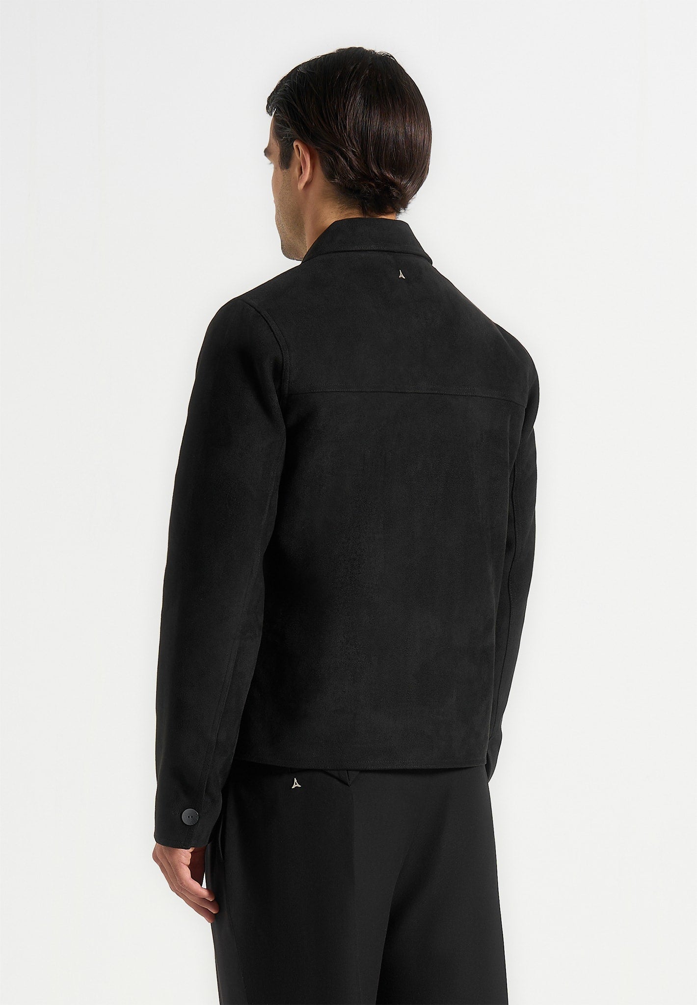 Michel - Suede Jacket With Revere Collar - Black