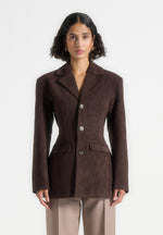 Claire - Suede Blazer - Brown