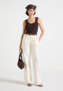 Julie - Tailored Twin Pleat Trousers - Off White