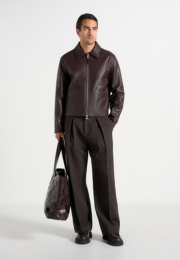 Yves - Minimal Leather Jacket - Brown