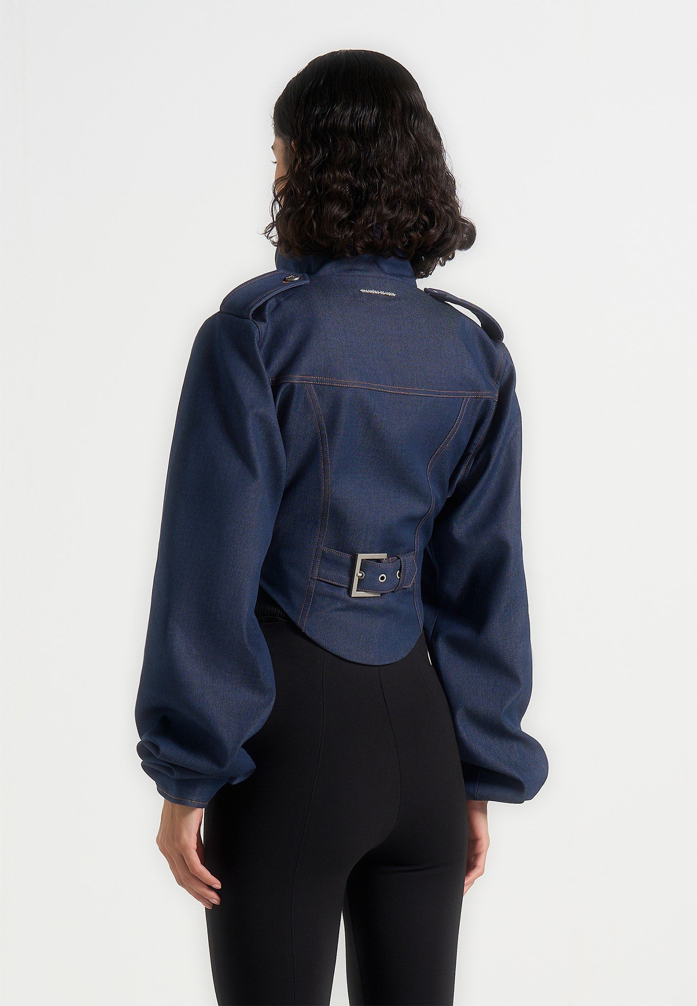 Solange - Denim Tacked Sleeve Corset Jacket - Indigo