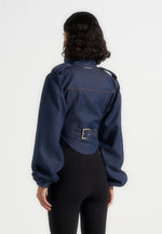 Solange - Denim Tacked Sleeve Corset Jacket - Indigo