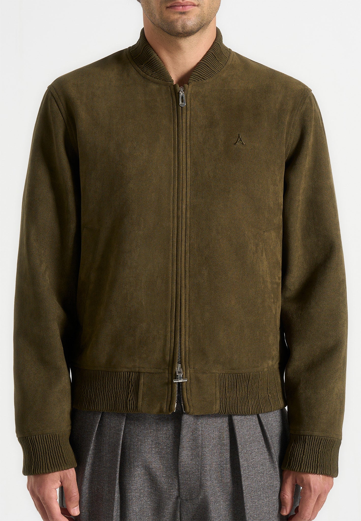 Arsène - Suede Bomber Jacket - Olive 