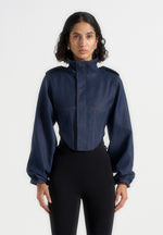 Solange - Denim Tacked Sleeve Corset Jacket - Indigo