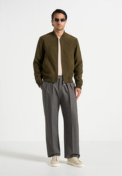 Arsène - Suede Bomber Jacket - Olive
