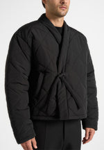 Emil - Kimono Quilted Wrap Puffer Jacket - Black
