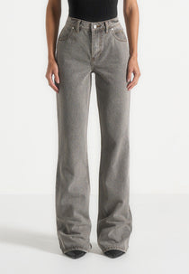 Abbie - Stacked Fit And Flare Jeans - Light Grey