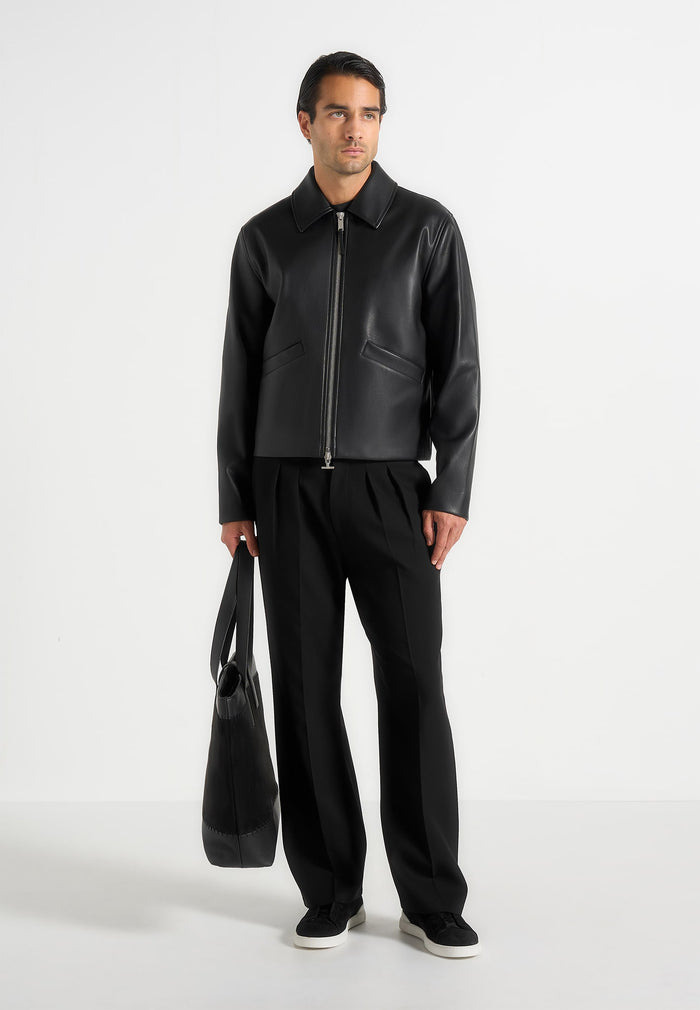 Yves - Minimal Leather Jacket - Black