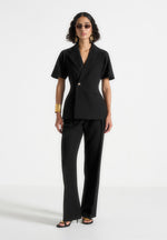 Malika - Double Breasted Short Sleeve Blazer - Black