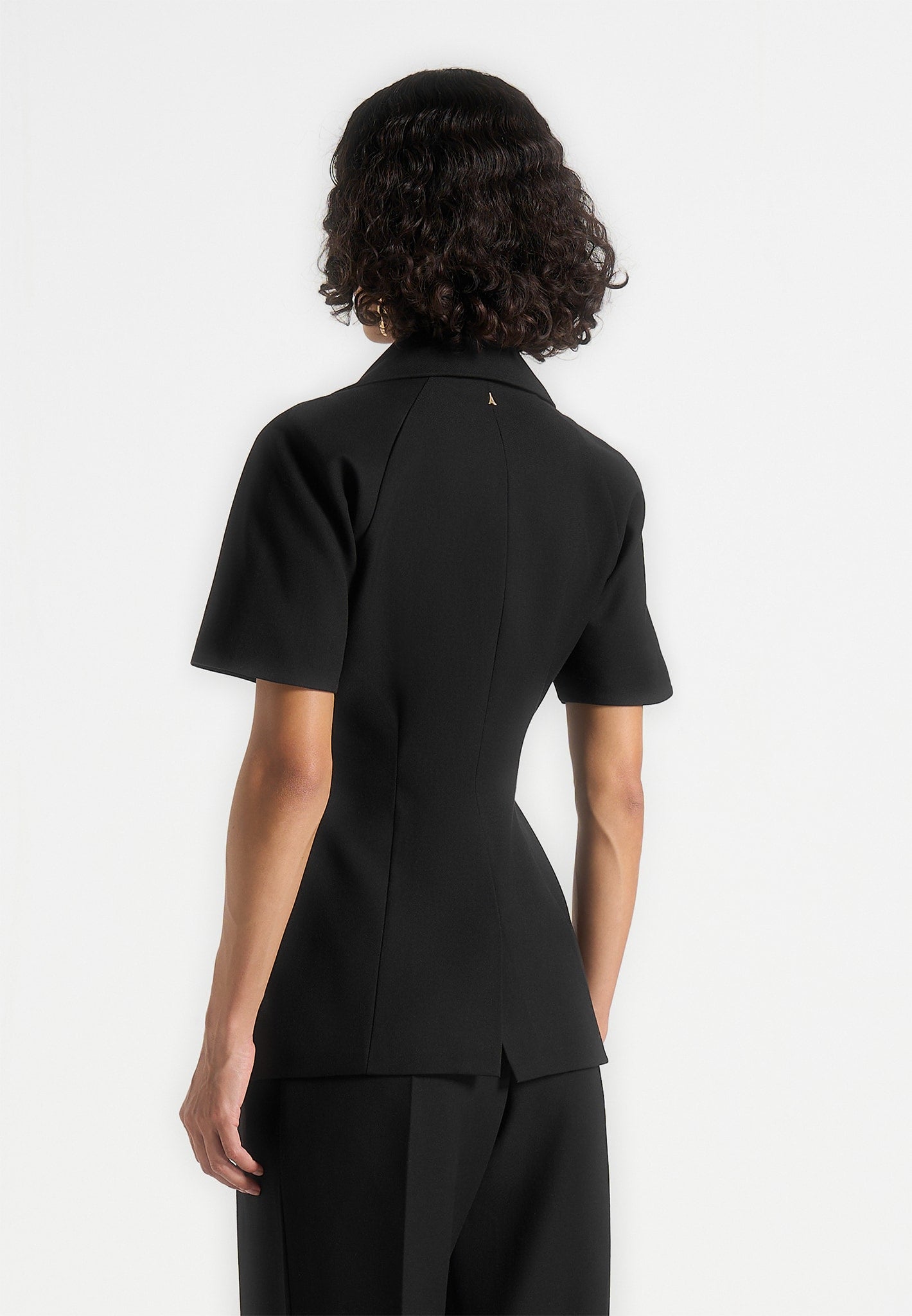 Malika - Double Breasted Short Sleeve Blazer - Black