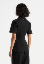 Malika - Double Breasted Short Sleeve Blazer - Black