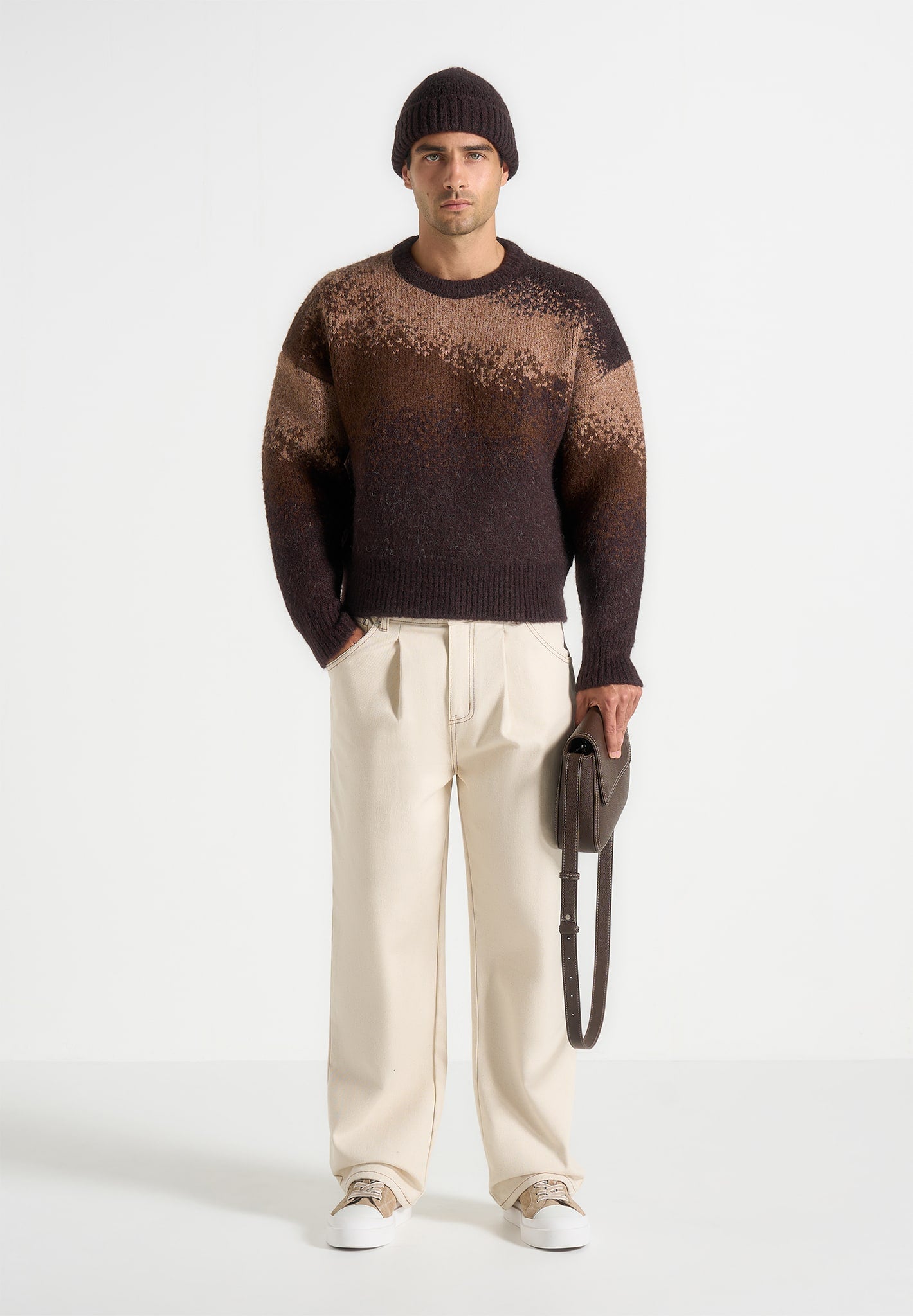 Yani - Ombré Wool Crewneck Sweater - Brown 