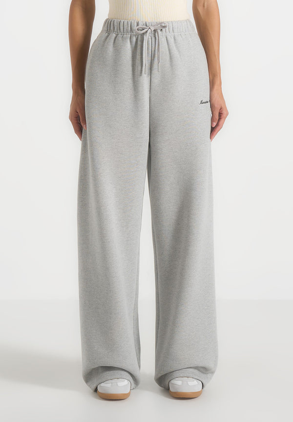 JS003 - Unisex Signature Wide Leg Joggers - Marl Grey