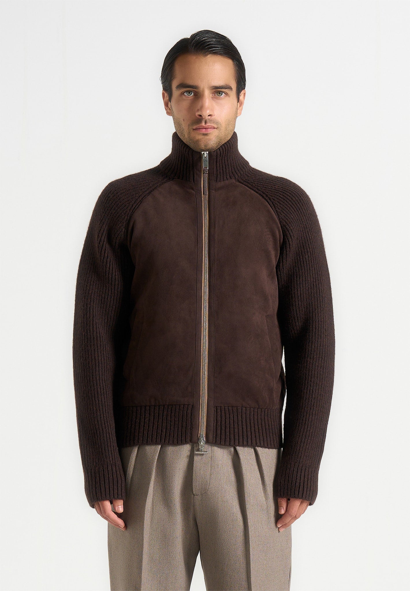 Rami - Suede & Knit Jacket - Brown 