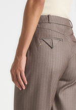 Elsy - Pinstripe Tailored Trousers - Beige