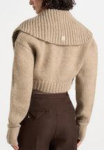 Emya - 2-in-1 Knit Shrug With Twisted Bandeau Top - Taupe
