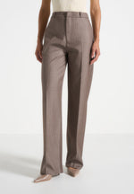 Elsy - Pinstripe Tailored Trousers - Beige
